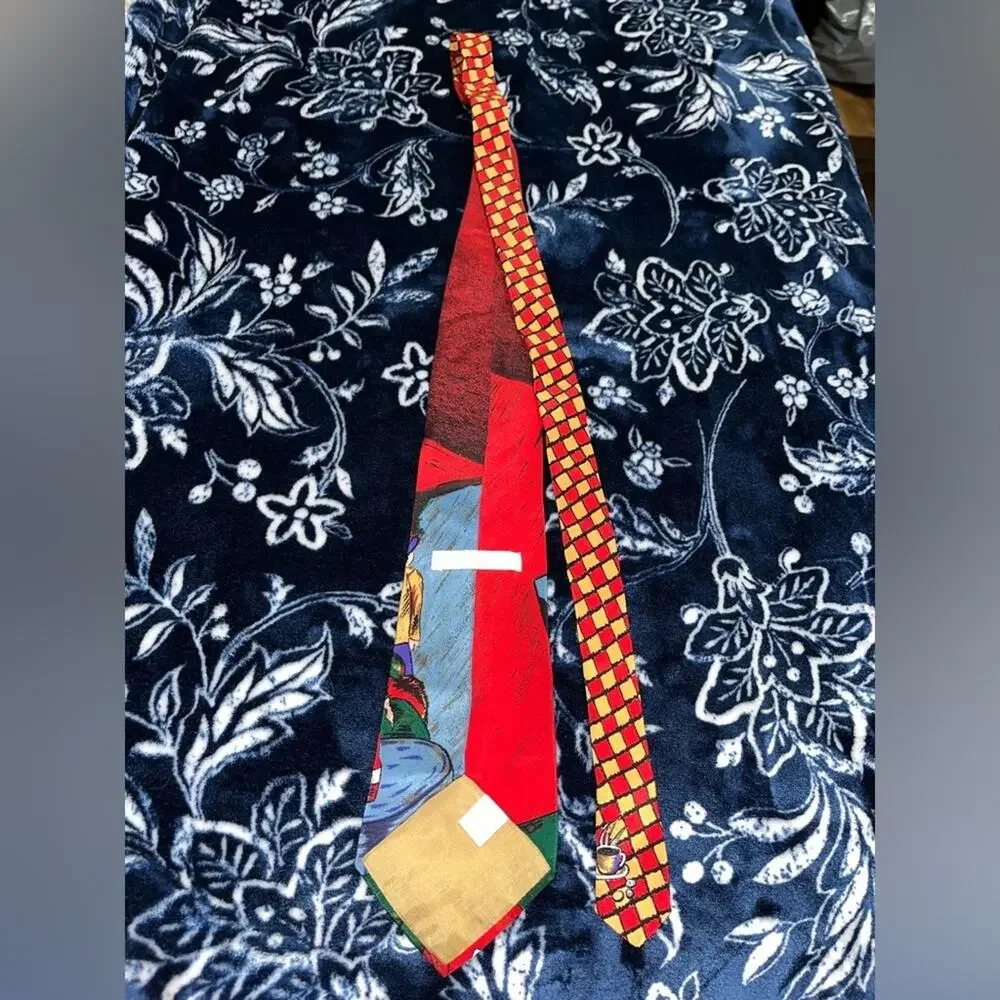 Vintage 90s Perry Ellis 100% Silk Cafe Men’s Tie